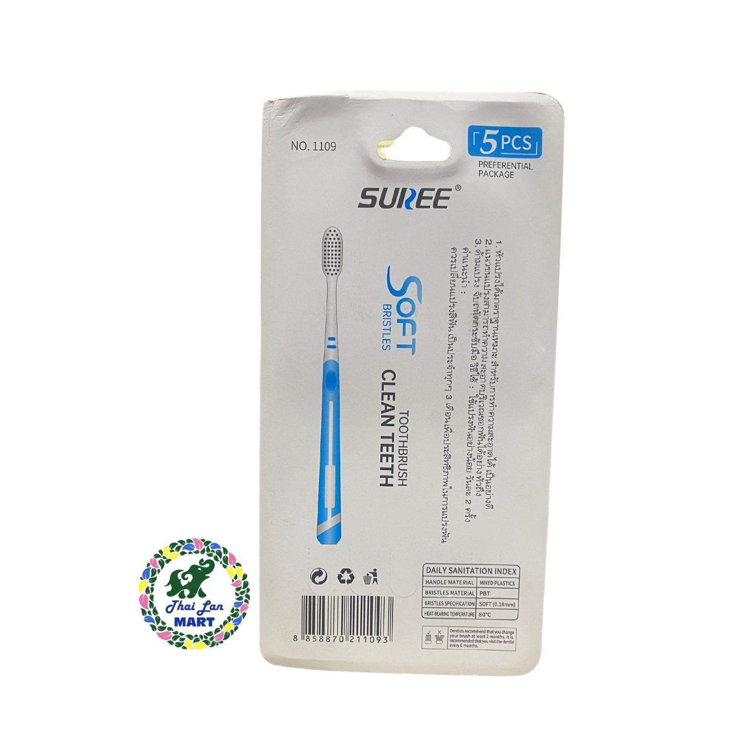 Lốc 5 cây bàn chải đánh răng SUREE NO.1109 lông mượt dày hàng thái lan 