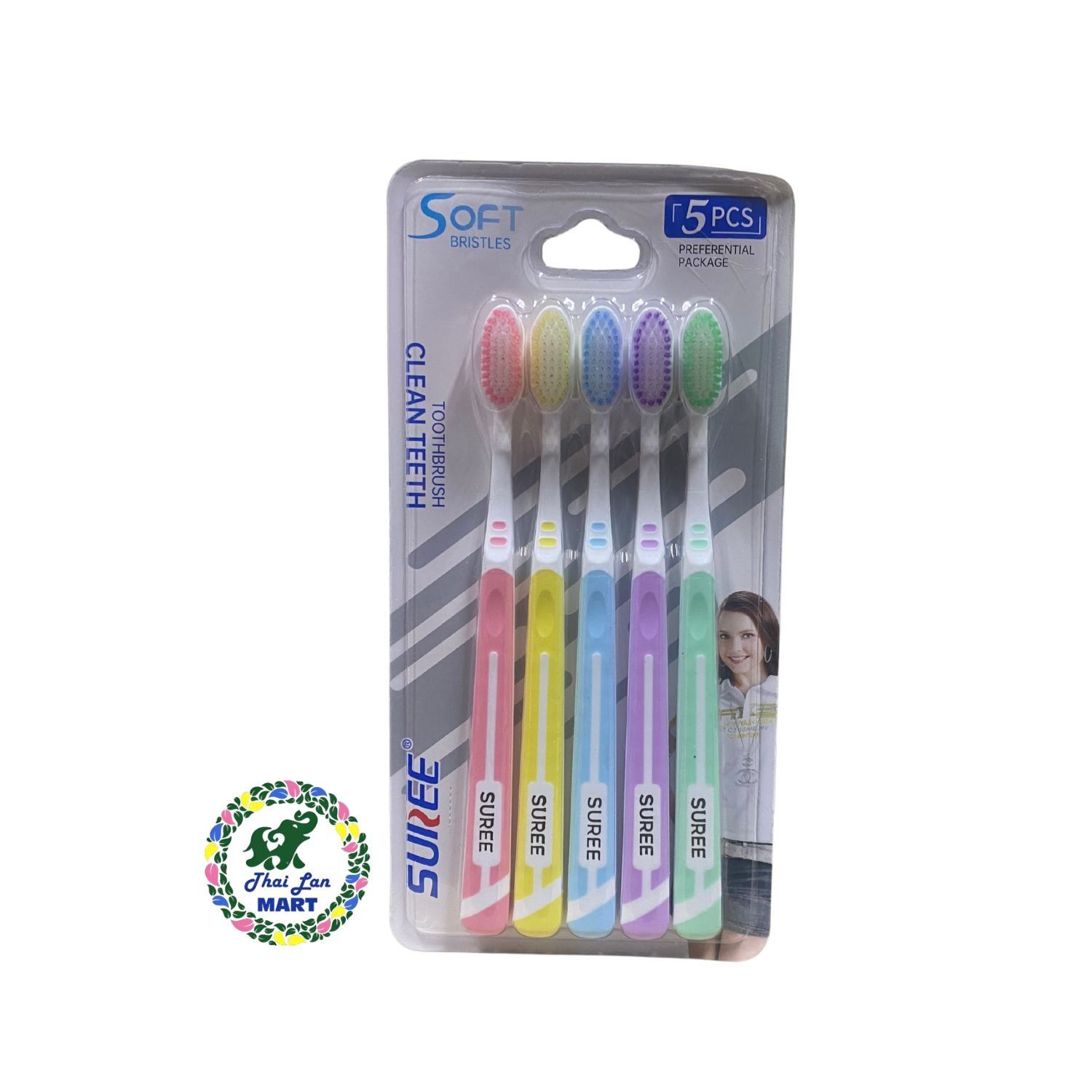  Lốc 5 cây bàn chải đánh răng SUREE NO.1109 lông mượt dày hàng thái lan 