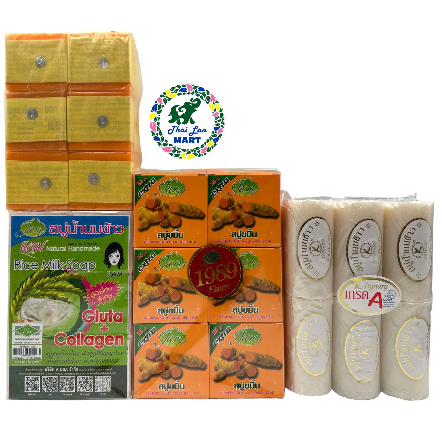  Xà bông jam dynary galong rice milk turmeric soap gluta and collagen giúp da mịn màng trắng sáng hàng nội địa chính hãng thái lan 