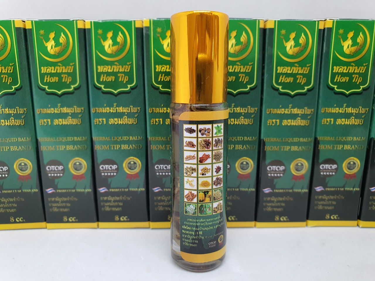  Dầu lăn otop herbal liquid balm hom tip brand 21 vị thảo mộc chính hãng thái lan 8 ml 