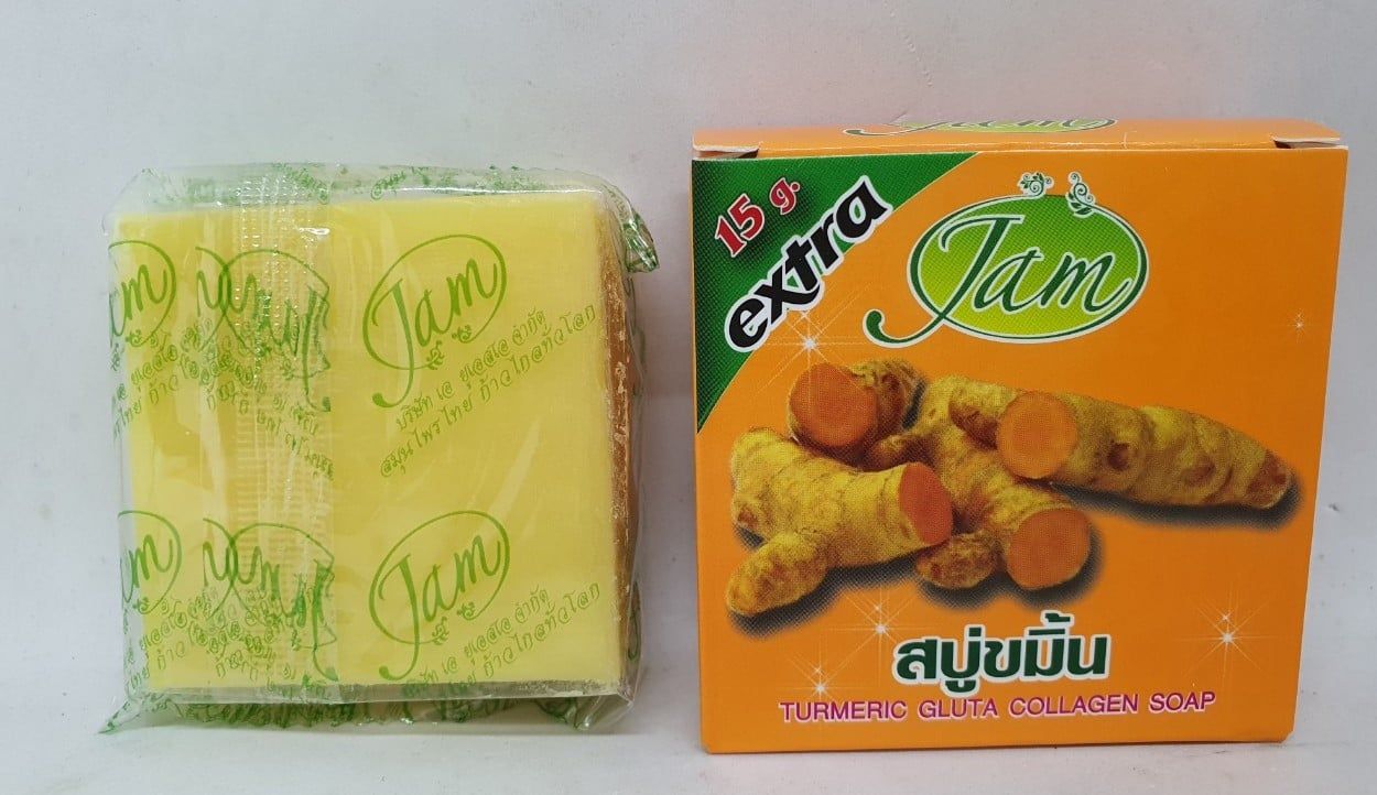  12 cục xà bông nghệ jam turmeric gluta collagen soap hàng nội địa chính hãng thái lan 65 gam 