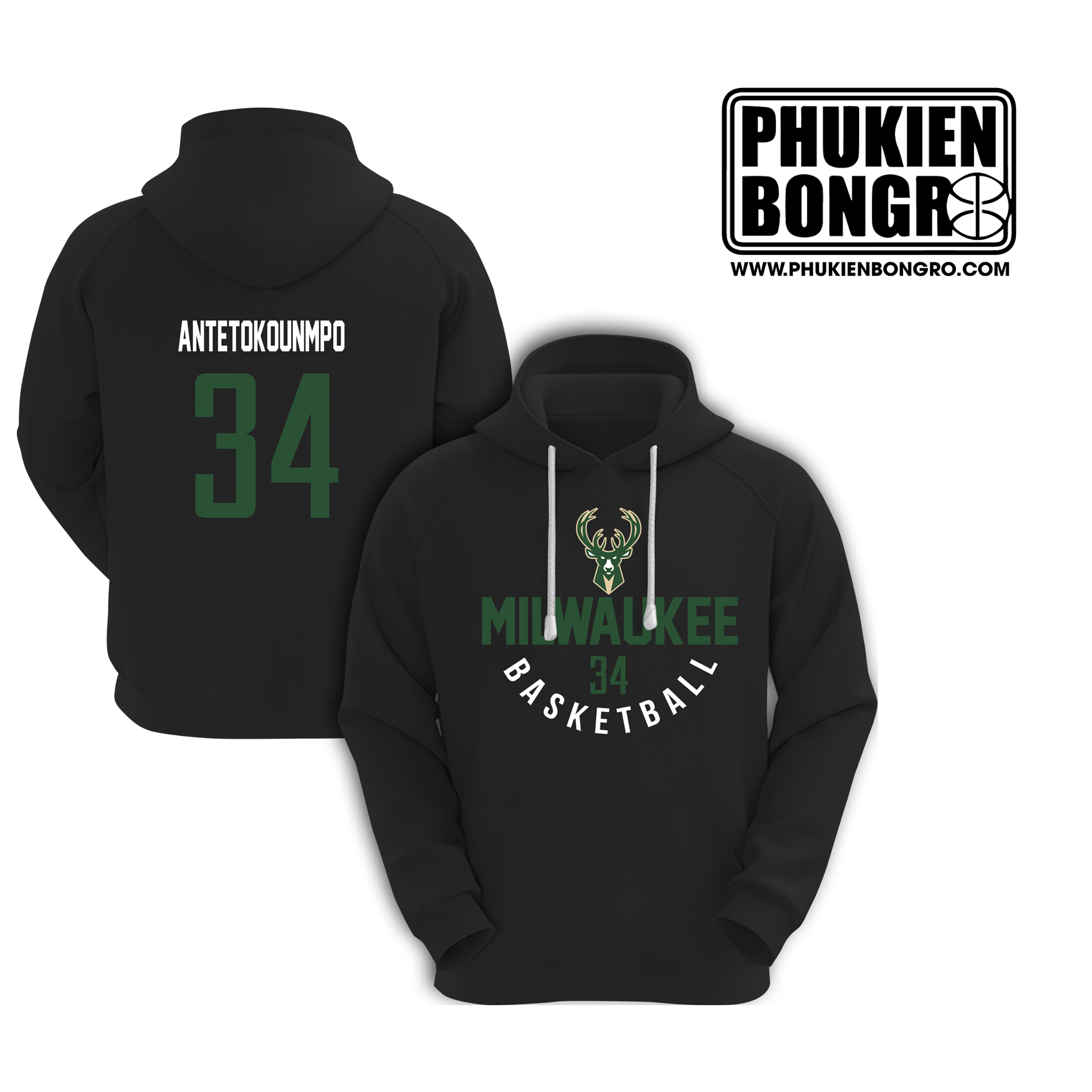 Áo khoác Hoodie Bóng Rổ Millwaukee Bucks