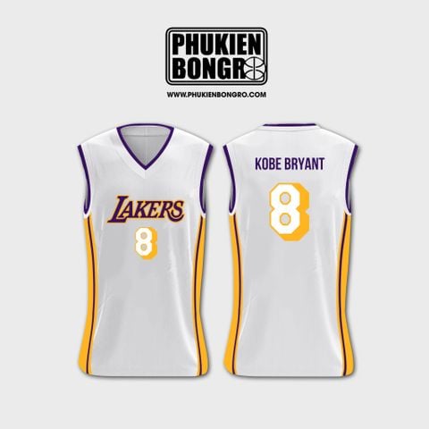  Áo bóng rổ tank top Lakers 8 Kobe Bryant Trắng 