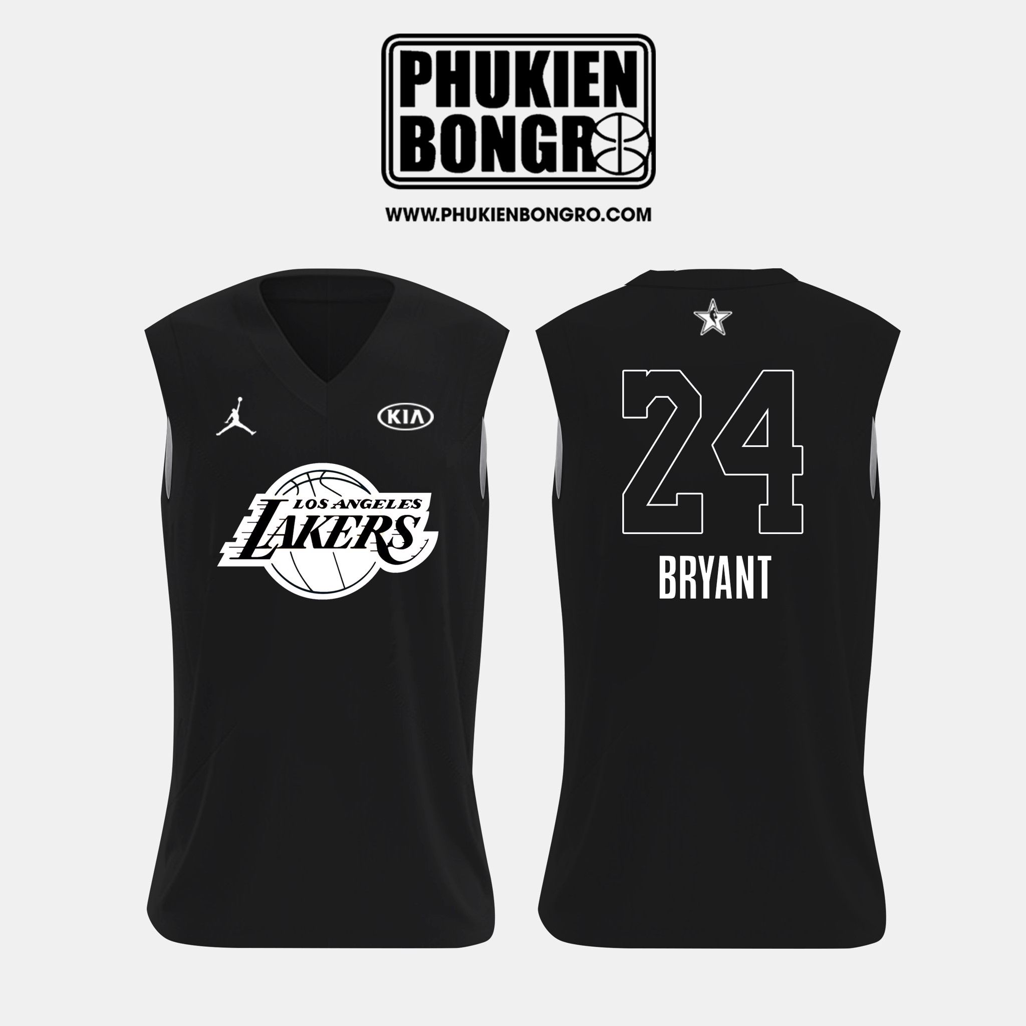 Áo bóng rổ tank top NBA Allstar 2018 Kobe Bryant 24 đen