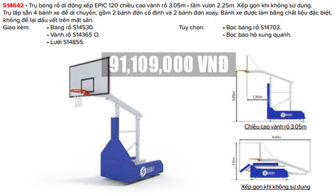  Trụ bóng rổ di động Sodex Sport S14642-CPT 