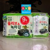 Lá Kim Ăn Liền Vị Trà Xanh Và Oliu Hàn Quốc Sung Gyung 36g (4g x 9 gói)