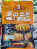 Hotdog Xoắn Phô Mai Cheddar Hàn Quốc Gói 400G ( 5 chiếc Hotdog) / 옥두식품) 트위스트 핫도그 체다치즈 400G