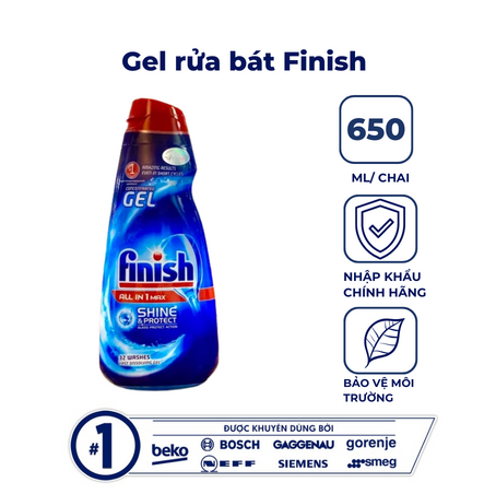  Gel rửa bát Finish All in 1 650ml 