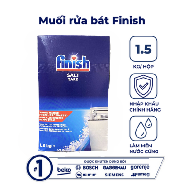  Combo viên rửa bát Finish Classic 90 viên Chanh + Muối 1.5 kg + Nước bóng 800ml Chanh 