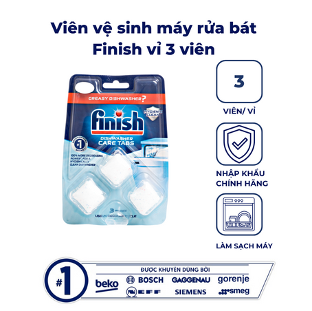  Viên vệ sinh máy rửa bát Finish vỉ 3 viên 