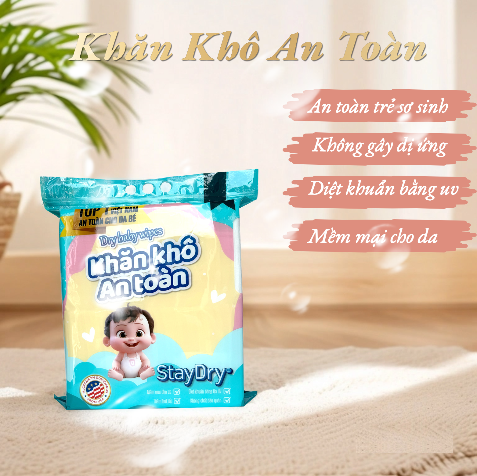  Dry baby wipes-Khăn khô an toàn StayDry 