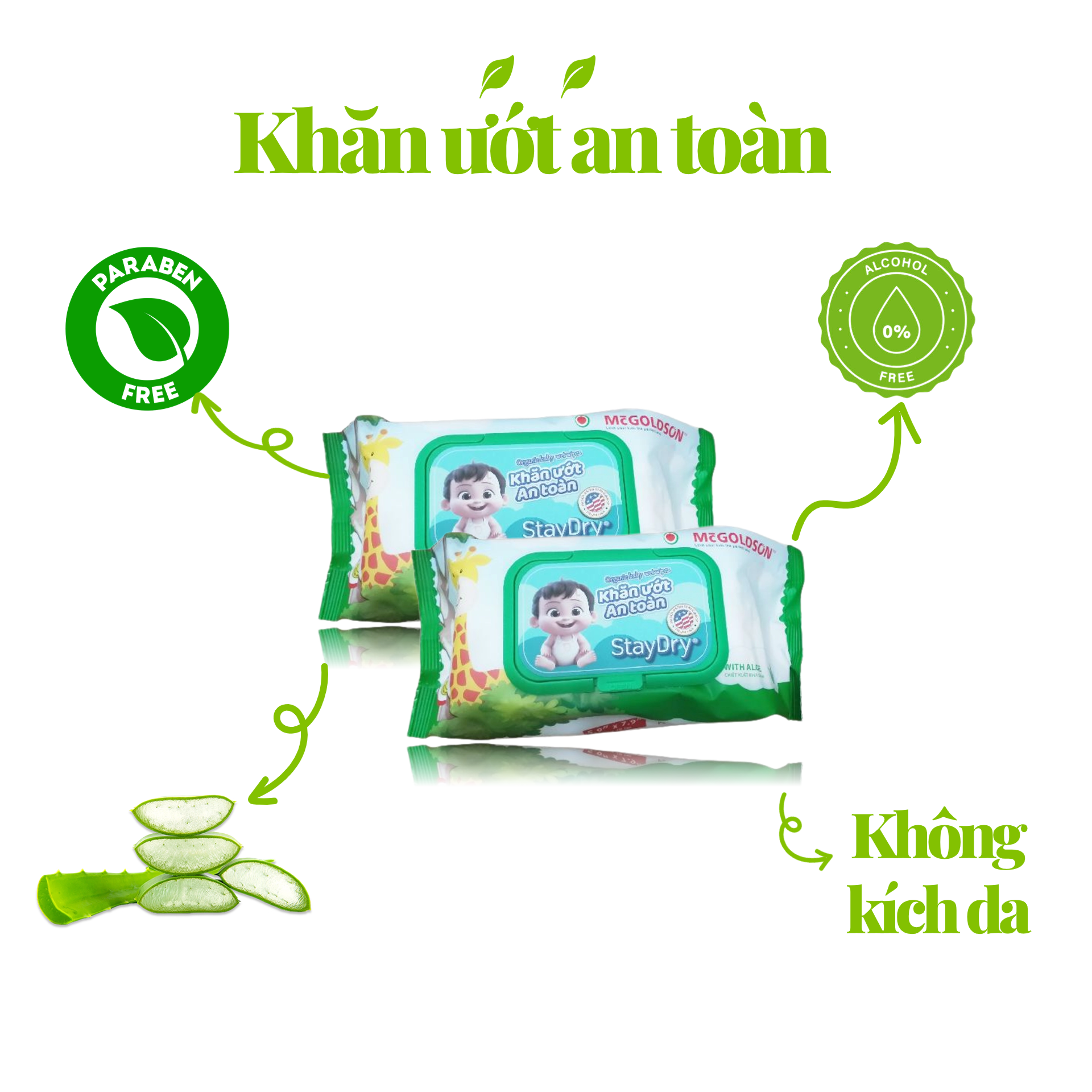  Khăn ướt trẻ em StayDry 100 tờ không hương (Con Hưu) 