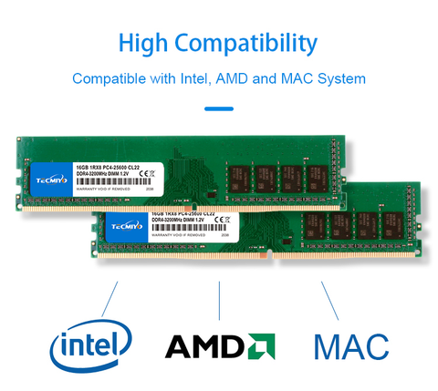 Bộ nhớ trong Tecmiyo DDR4 16Gb bus 3200MHZ UDIMM Memoria Ram 25600 CL22 Chipset Samsung