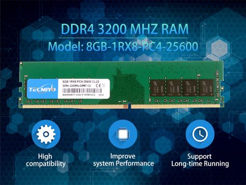 Bộ nhớ trong Tecmiyo DDR4 8Gb bus 3200MHZ UDIMM Memoria Ram 25600 CL22 Chipset Samsung
