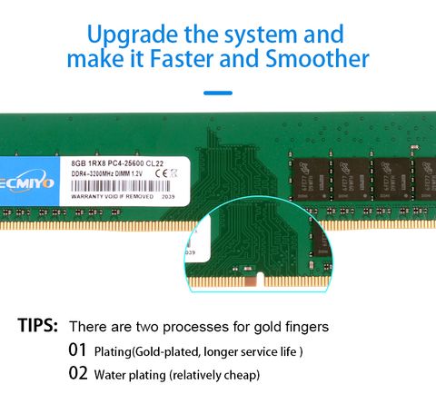Bộ nhớ trong Tecmiyo DDR4 8Gb bus 3200MHZ UDIMM Memoria Ram 25600 CL22 Chipset Samsung