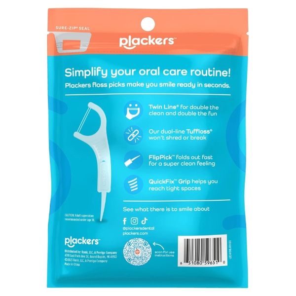  Tăm Chỉ Nha Khoa PLACKERS, Chỉ Đôi, 150 Tăm 