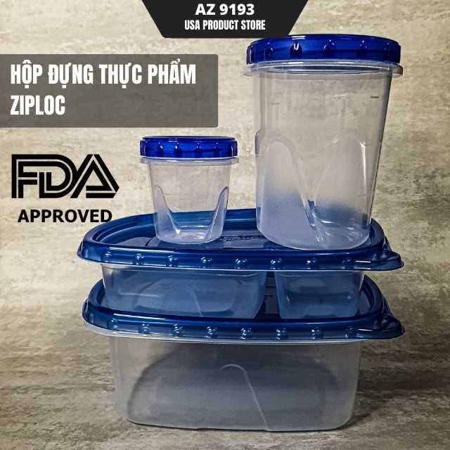  Hộp Đựng Thực Phẩm Ziploc Hình Chữ Nhật Sâu - Hàng Mỹ 