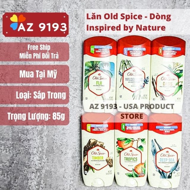  Lăn Khử Mùi Old Spice Inspired By Nature Collection Deep Sea - Sáp Xanh 85g 