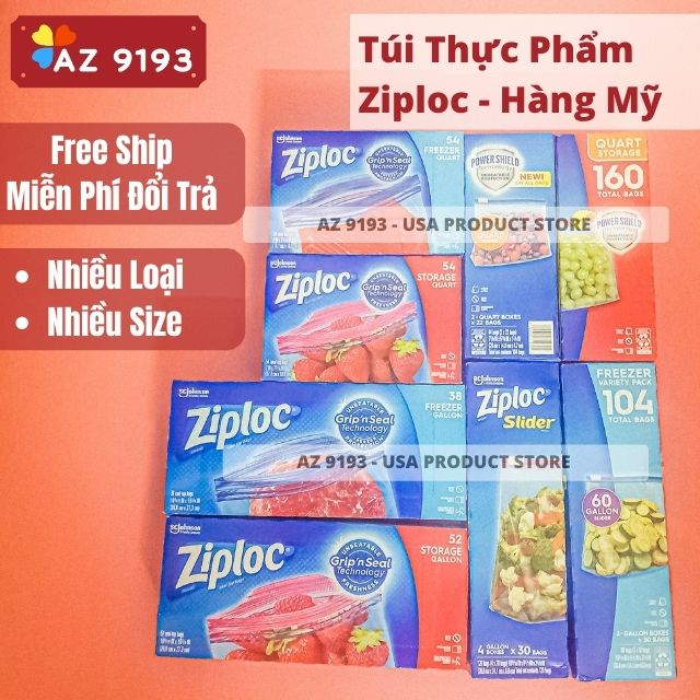  Túi Zip Đựng Thực Phẩm Ziploc FREEZER, 38 Túi, Kích Thước 26.8 x 27.3 cm - Hàng Mỹ 