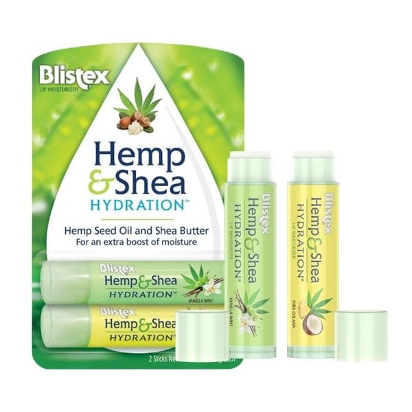  Son Dưỡng Môi BLISTEX Hemp And Shea Hydration, Set 2, 4.25g/ Thỏi, Hàng Mỹ 