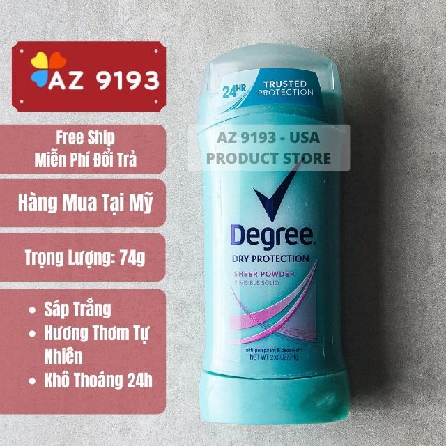  Lăn Khử Mùi Degree Dry Protection SHEER POWDER - Sáp Trắng 74g 