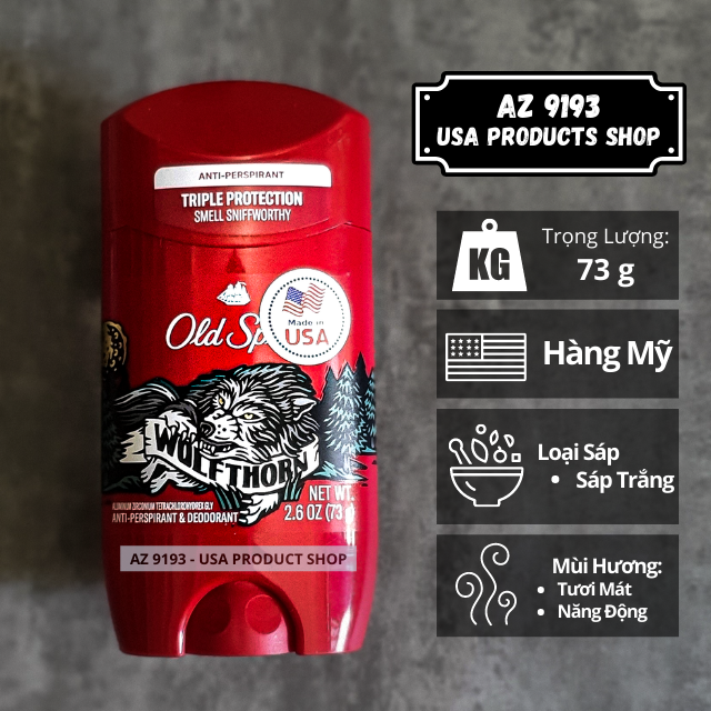  Lăn Khử Mùi Nam Old Spice Wild Collection WOLFTHORN - Sáp Trắng 73g 