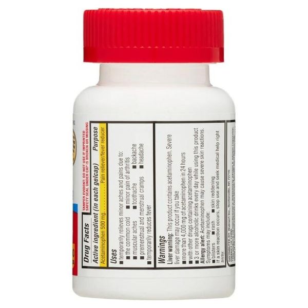  Viên Mềm Giảm Đau EQUATE Extra Strength Acetaminophen, 500 mg, Hủ 100 Viên 