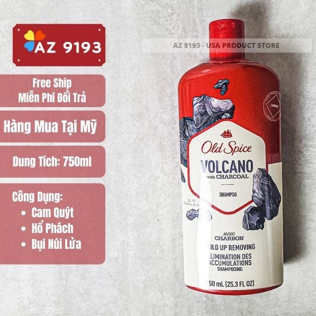  Dầu Gội Nam 2 trong 1 Old Spice VOLCANO 750ml (23.5 oz) 