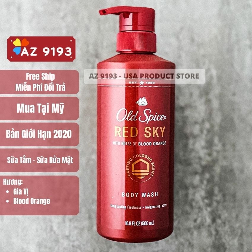  Sữa Tắm Old Spice RED SKY With Notes Of Blood Orange 500ml - Hàng Mỹ 