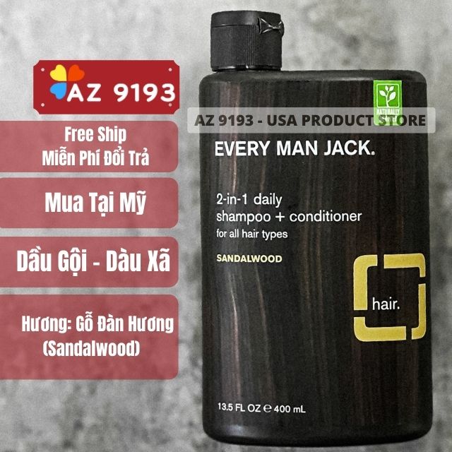  Dầu Gội Every Man Jack SANDALWOOD, 400 ml - Hàng Mỹ 