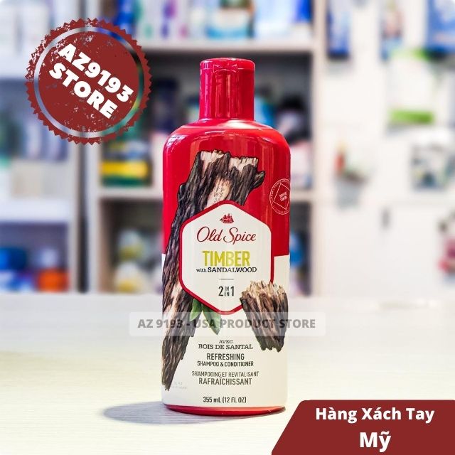  Dầu Gội Nam 2 trong 1 Old Spice TIMBER with Sandalwood 355ml (12oz) 