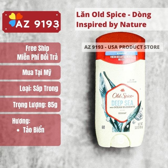  Lăn Khử Mùi Old Spice Inspired By Nature Collection Deep Sea - Sáp Xanh 85g 