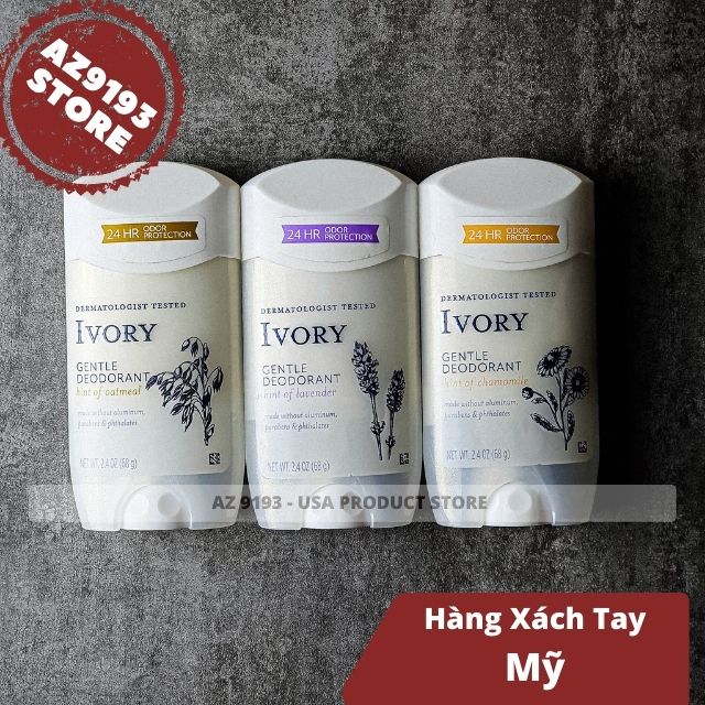  lăn khử mùi Ivory OATMEAL - Sáp Trắng 68g 