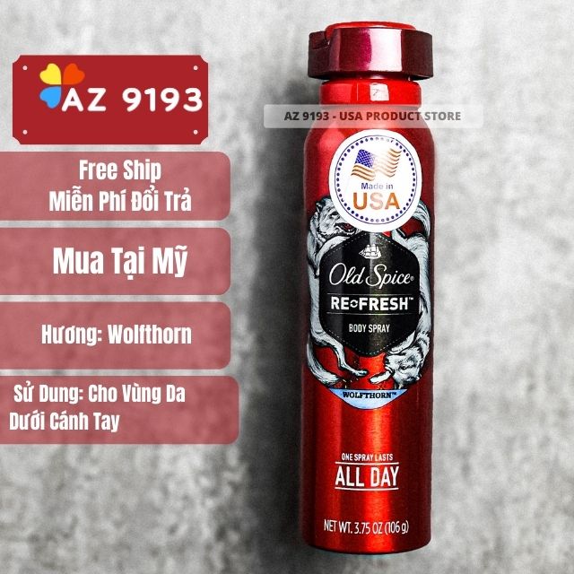  Xịt khử mùi toàn thân nam Old Spice Wild Collection WOLFTHORN 106g 