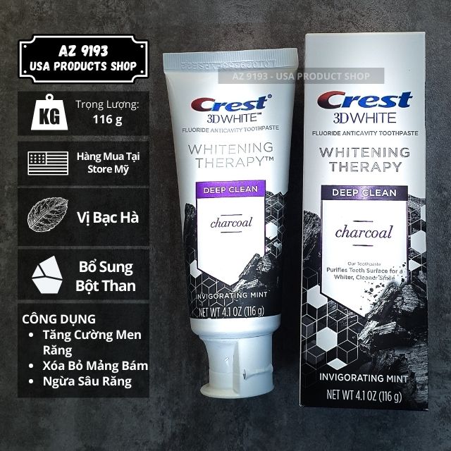  Kem Đánh Răng Crest 3D White Dòng Whitening Therapy CHARCOAL 116g 