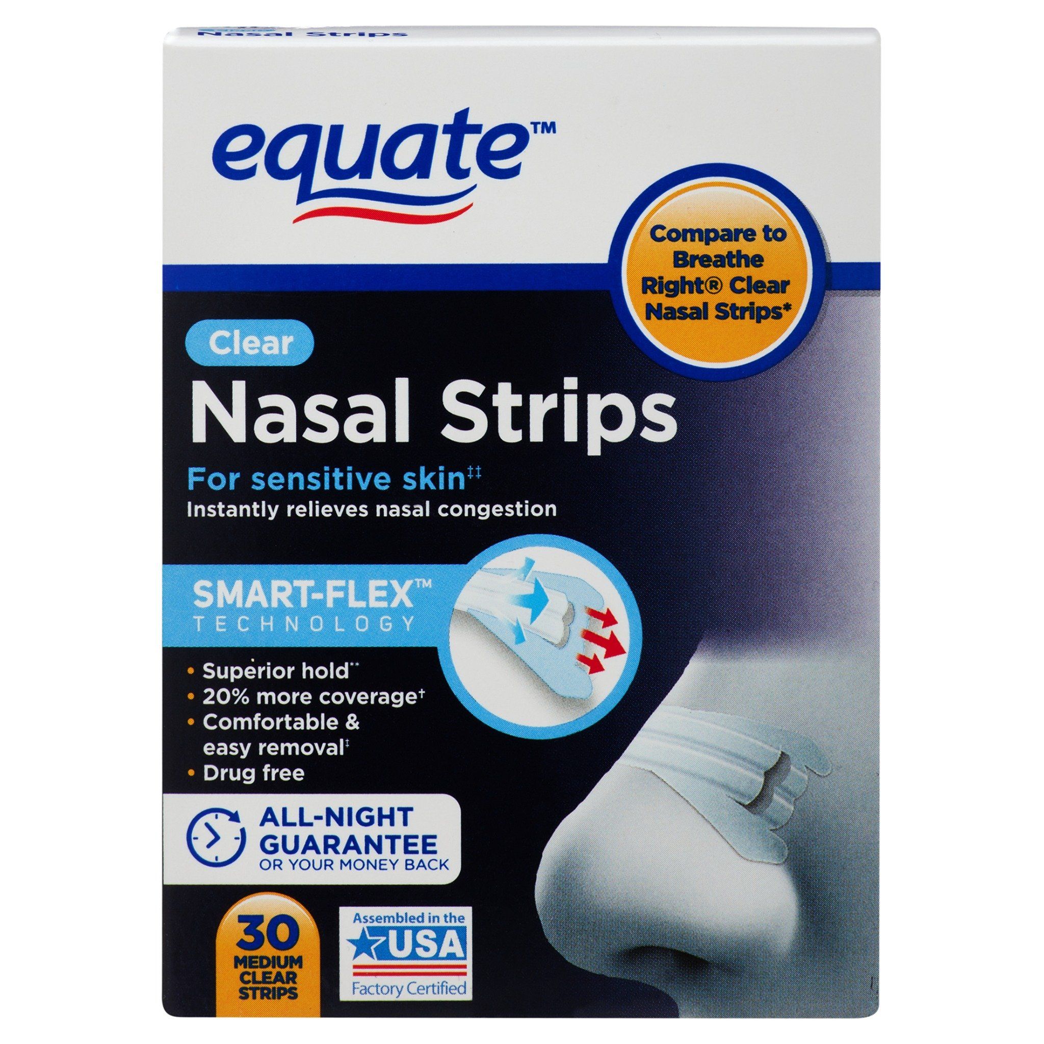  Miếng Dán Chống Ngáy Equate Nasal Strips Clear (30 miếng dán trong) 