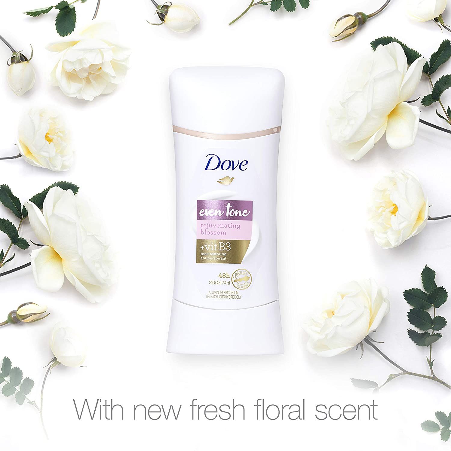  Lăn Khử Mùi Dove Even Tone REJUVENATING BLOSSOM - Sáp Trắng 74g 