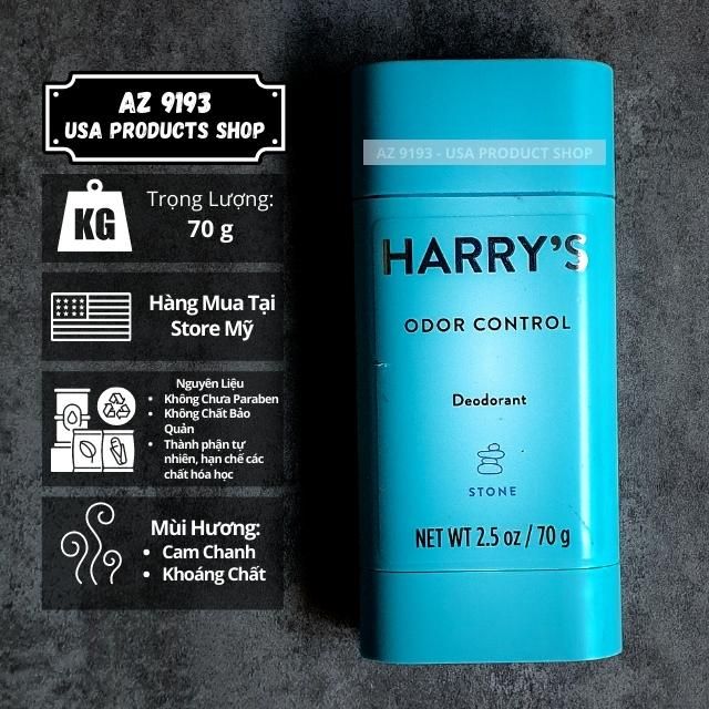  Lăn Khử Mùi Harry's STONE - Sáp Xanh 70g 