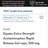  Viên Mềm Giảm Đau EQUATE Extra Strength Acetaminophen, 500 mg, Hủ 100 Viên 