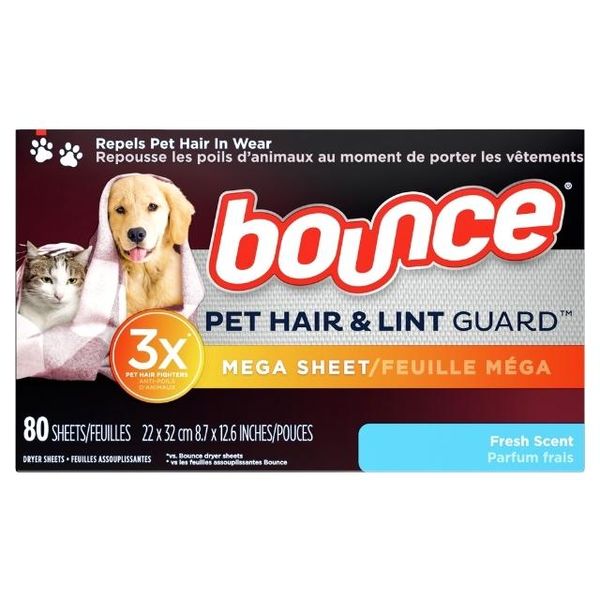  Giấy Thơm BOUNCE, Dòng Pet Hair and Lint Guard, 80 tờ 