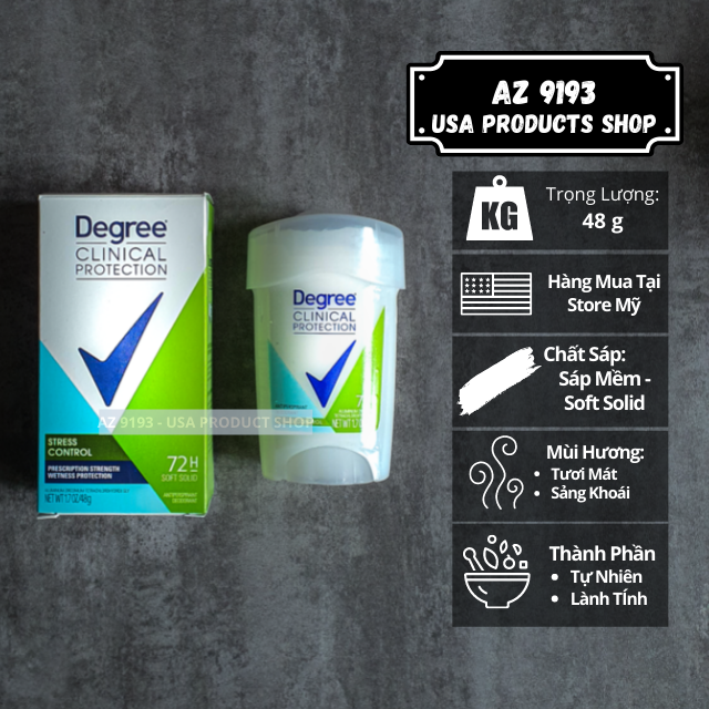  Lăn Khử Mùi Nữ Degree Clinical STRESS CONTROL 48g 