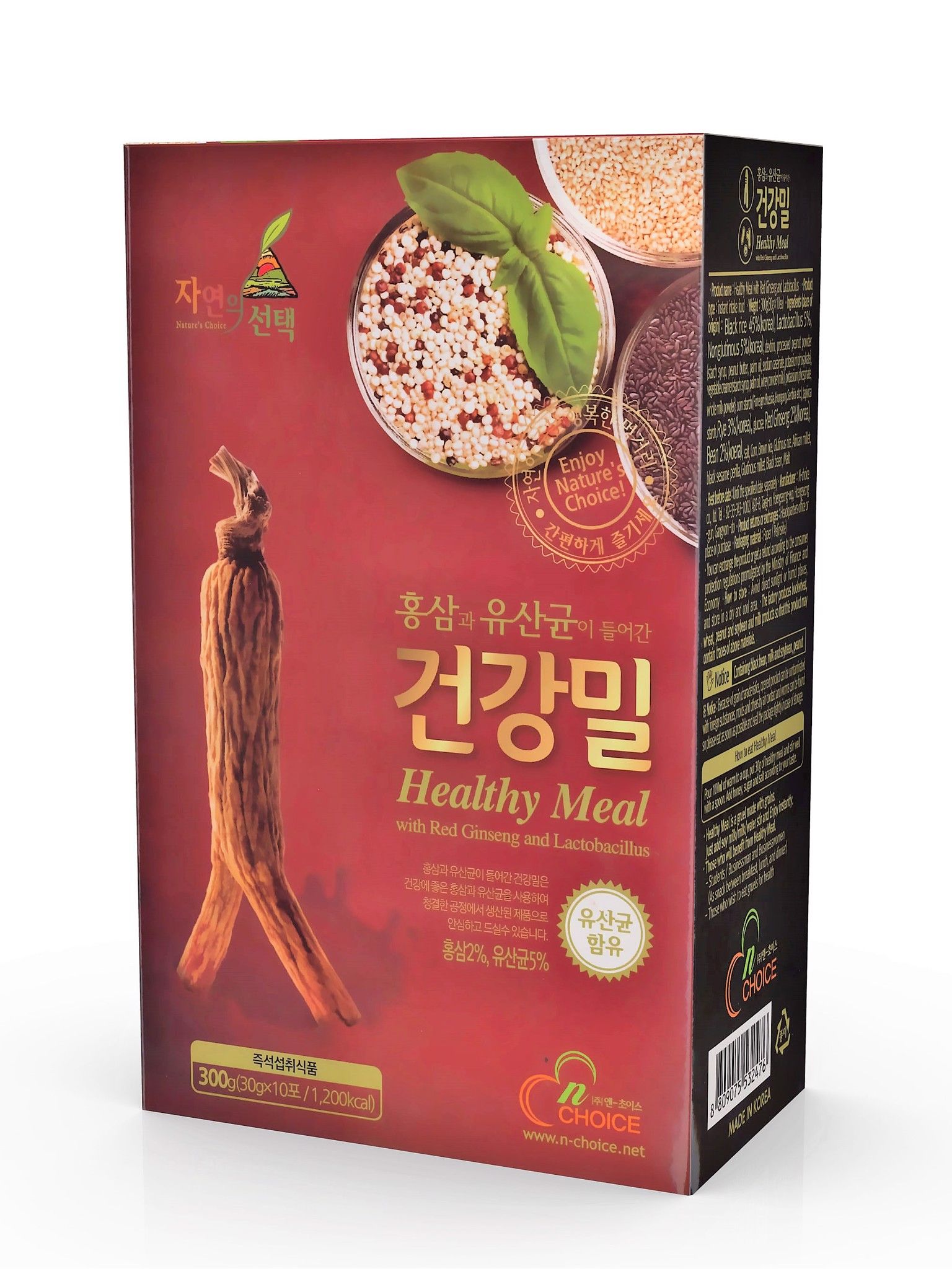 Bột ngũ cốc dinh dưỡng Hàn Quốc N-Choice Hồng sâm 300g - hộp 10 gói x 30g / gói