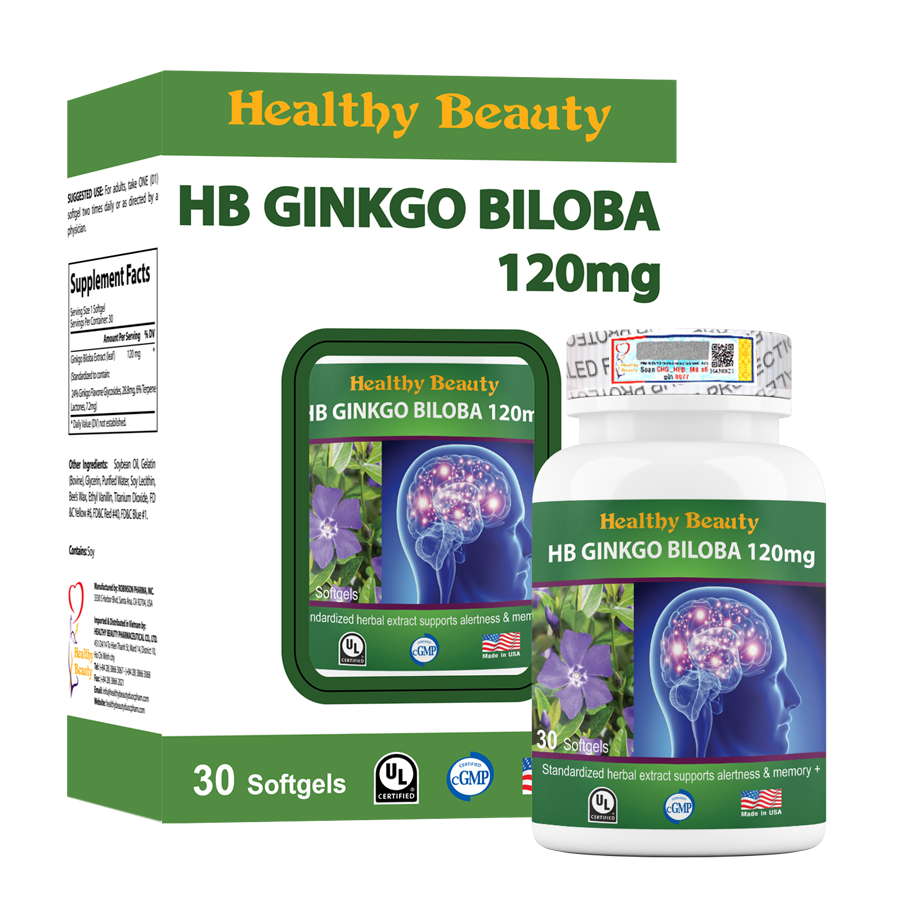 Quy cách sản phẩm HB Ginko Biloba hộp 120mg