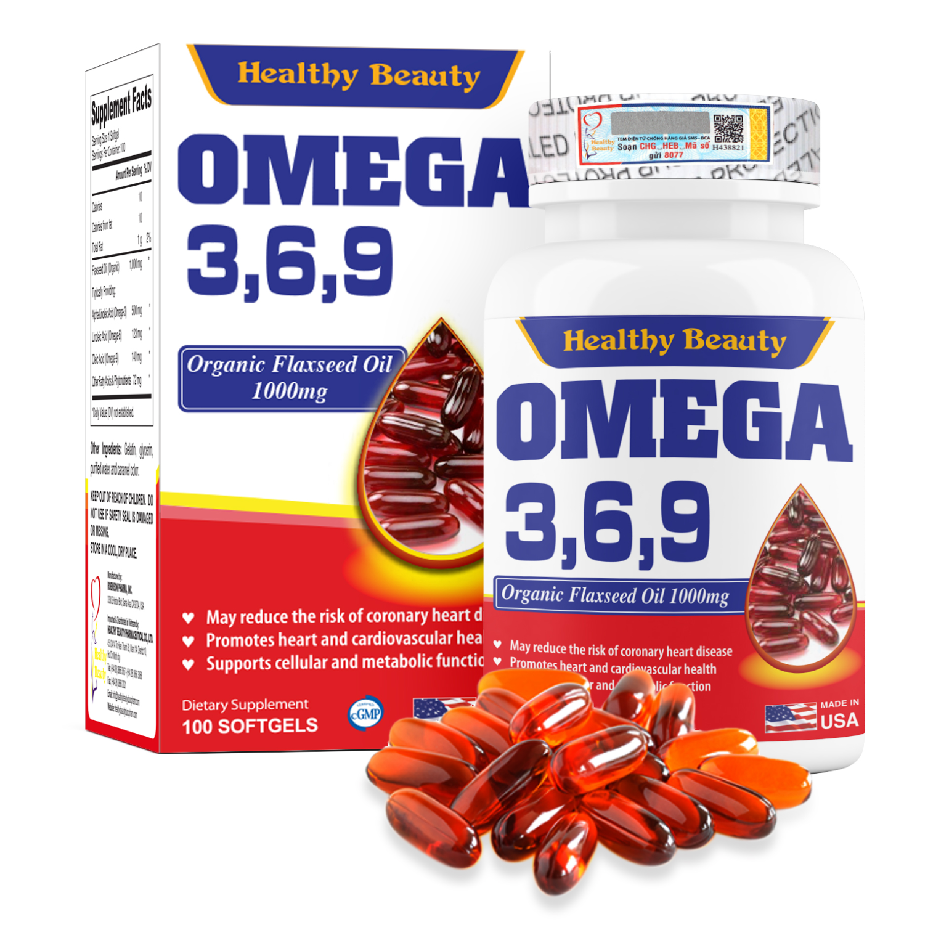 Healthy Beauty Omega 3,6,9 - Flaxseed Oil Organic 1000mg – Healthy Beauty  Pharma Co.,LTD