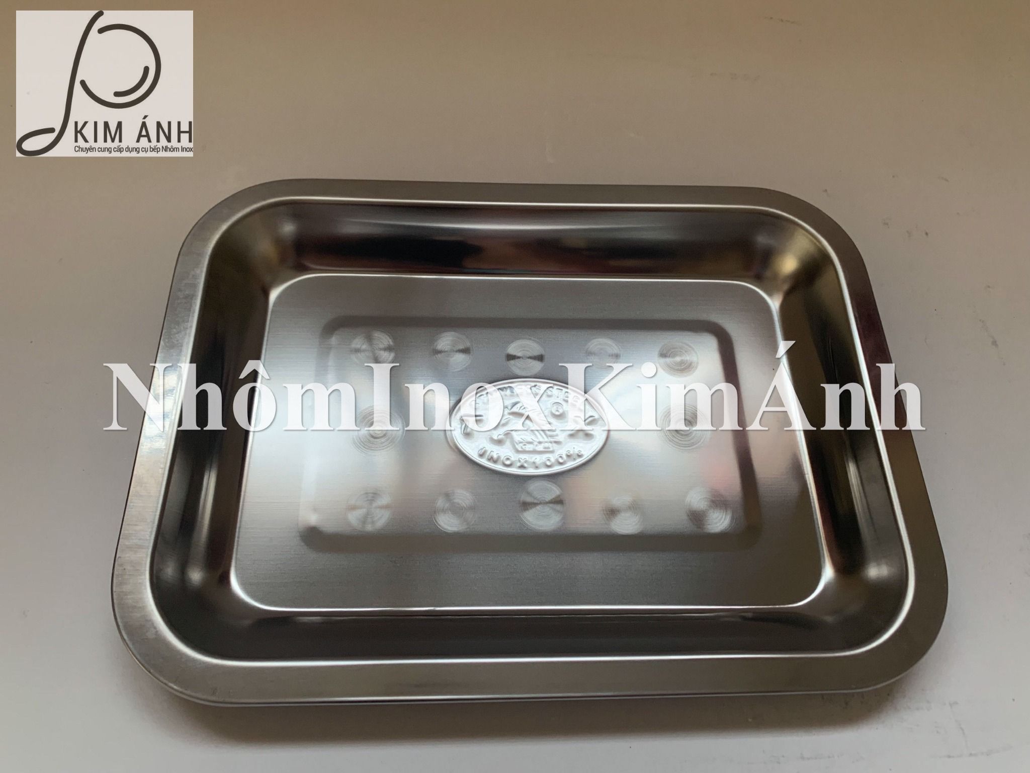  Mâm chữ nhật cạn inox - Khay cạn inox 