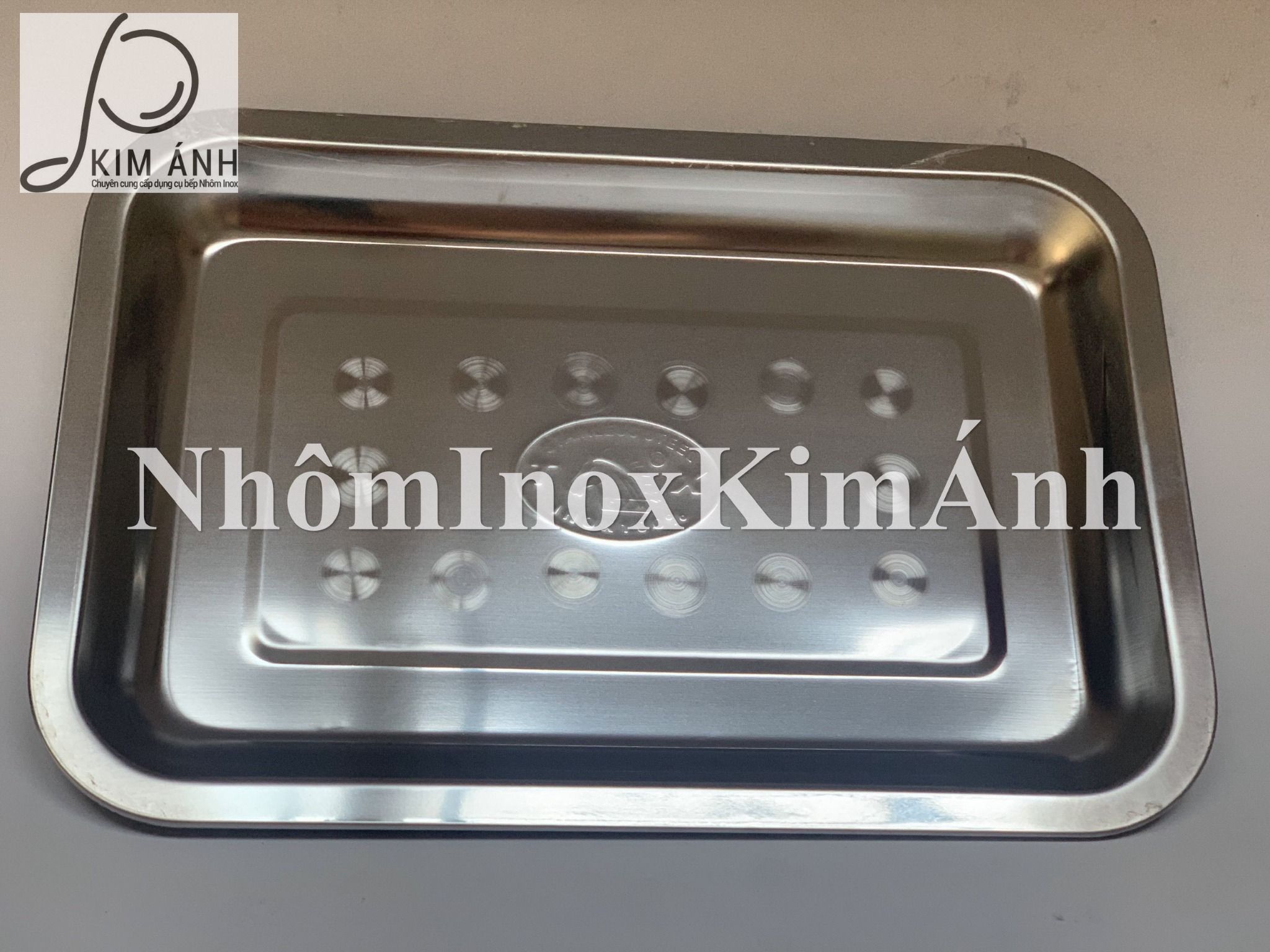  Mâm chữ nhật cạn inox - Khay cạn inox 