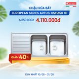  Chậu rửa bát 2 hố KS11650 1D giảm 40% 