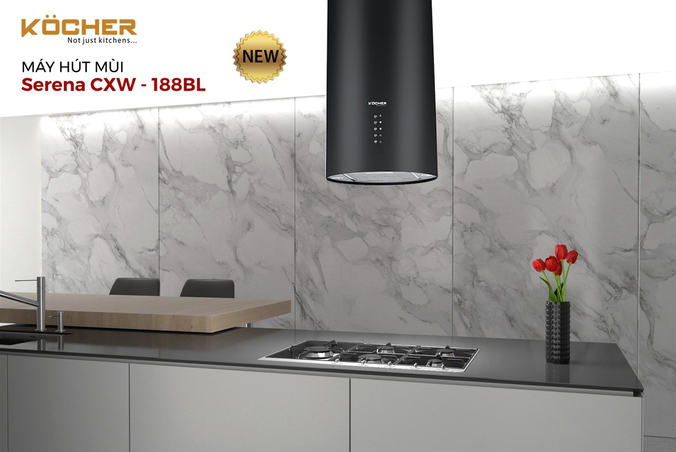 Máy hút mùi Kocher Serena CXW-188BL – Khi căn bếp không chỉ là nơi nấu nướng