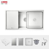  Chậu rửa bát 1 hố chống xước KN8644SU Dekor tặng vòi dây rút RENO 