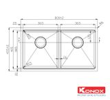  Chậu rửa bát âm Konox KN8046DUB 